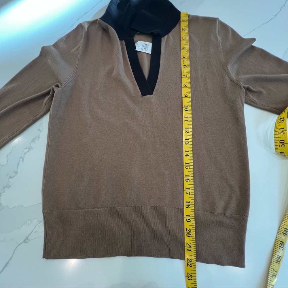ANN TAYLOR Brown‎ Long Sleeve Sweater with Black Collar, S - Picture 10 of 10